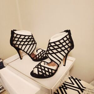 Nine West Black and White Mesh Heels